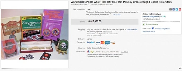 Tom McEvoy WSOP Bracelet for Sale